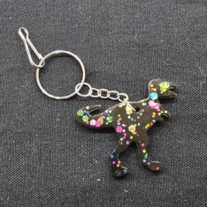 Handmade Beautiful Beacons Rainbow Black Velociraptor Dinosaur Keychain